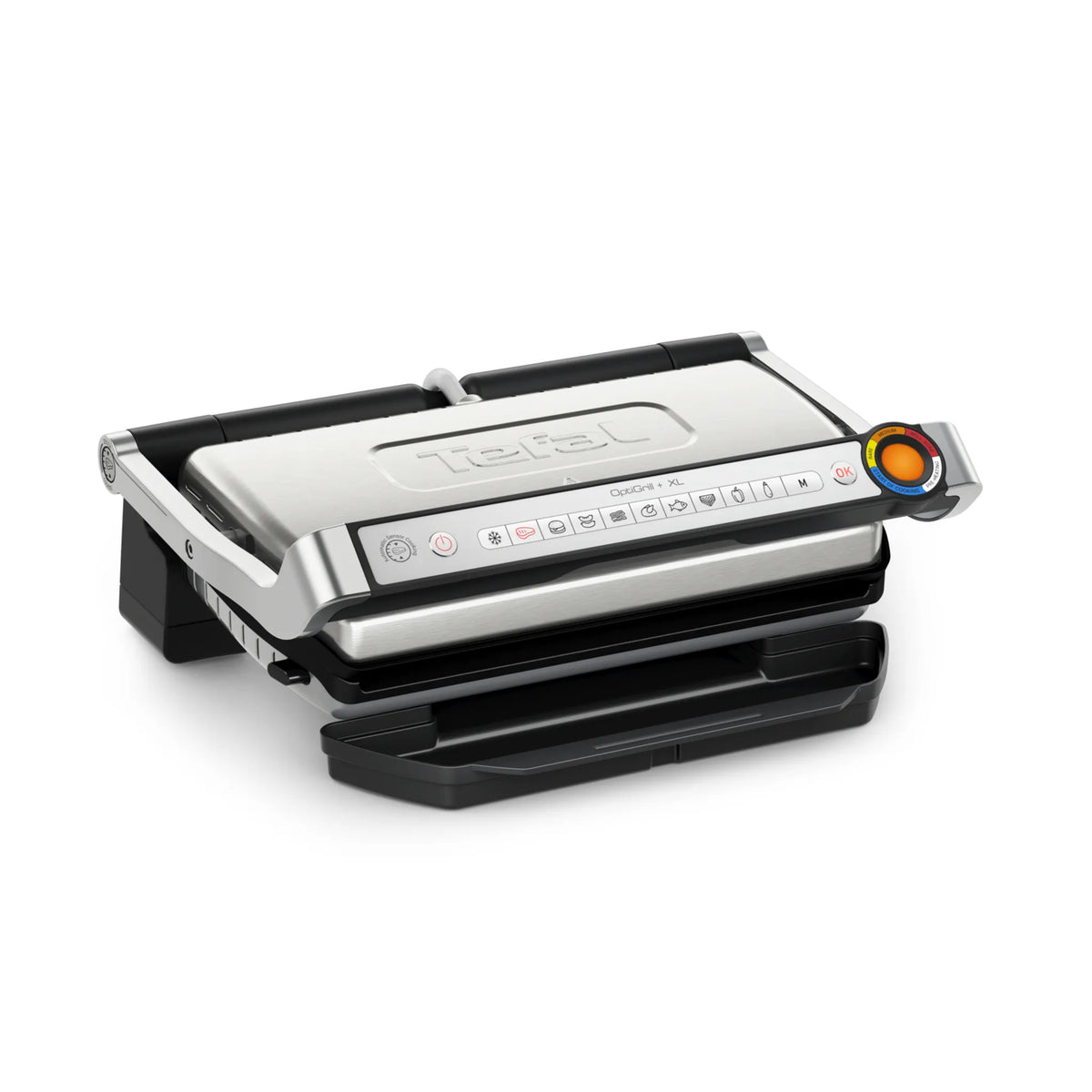 Tefal Optigrill+ XL GC727D10, crni, nehrđajući čelik, metal, pravokutni, tipke, 800 cm², 400 x 200 mm