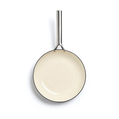 Set 3 emajliranih tava od livenog gvožđa s ručkom od nehrđajućeg čelika (20 cm, 24 cm, 28 cm) – Siva boji – 3-dijelni set