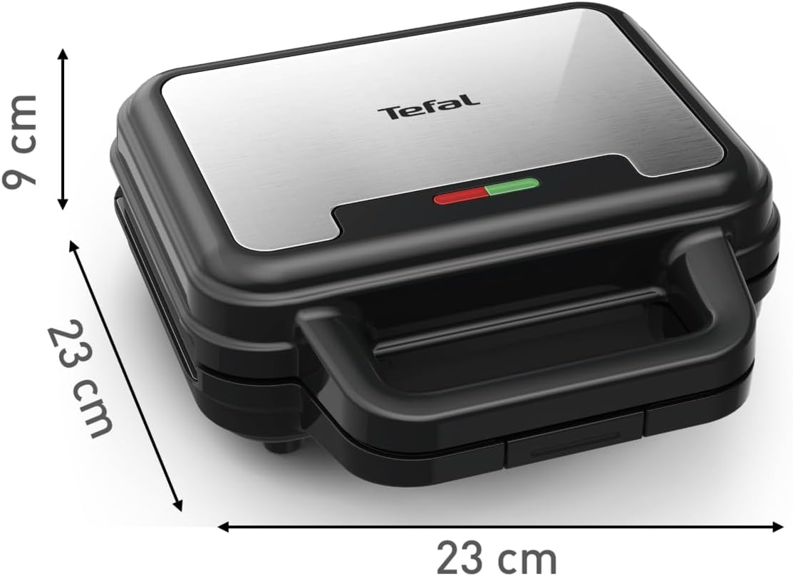 Tefal Ultracompact SW383D10 3-u-1 kombinirani uređaj za sendviče, vafle i panini, neprianjajući sloj, toplinski izolirana ručka, nehrđajući čelik / crna