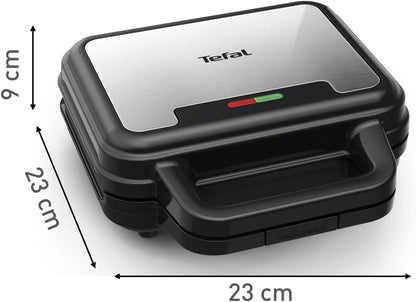 Tefal Ultracompact SW383D10 3-u-1 kombinirani uređaj za sendviče, vafle i panini, neprianjajući sloj, toplinski izolirana ručka, nehrđajući čelik / crna