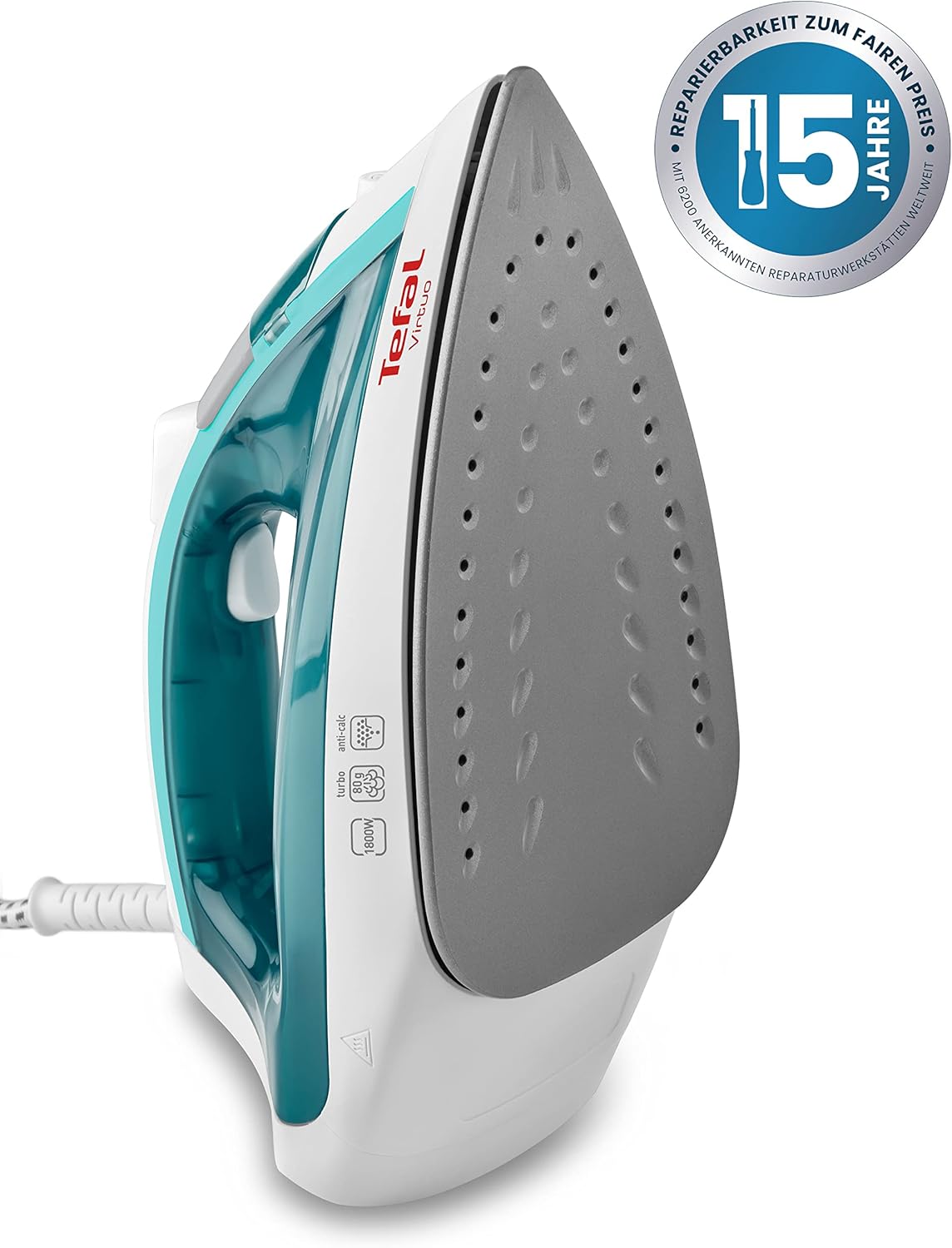 Tefal Virtuo FV1710 Parna pegla 1800W, zeleno/pegla (parna pegla, 80 g/min, zeleno, bijelo, 20 g/min, 20 g/min, 80 g/min)