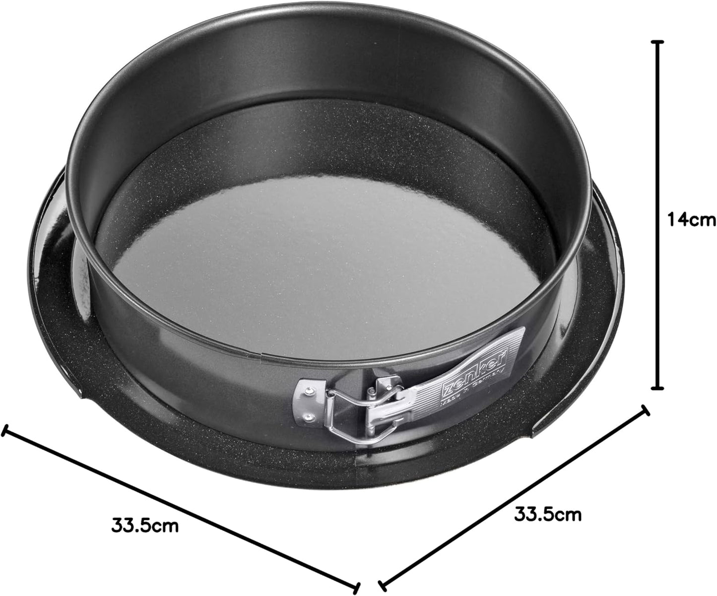 Zenker Springform rectangular Deluxe s ravnim dnom – Crna-Metalik (33,5 x 33,5 x 14 cm / Ø28 cm)