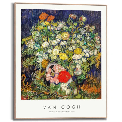 Vincent van Gogh „Buket cvijeća“ – umjetnički print u drvenom okviru, 50 × 40 cm