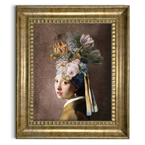 Orangewallz „Pearl and Flowers“ – elegantna zidna slika u baroknom okviru, 65 × 55 cm