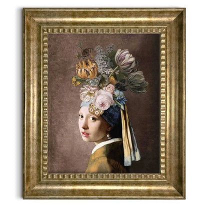 Orangewallz „Pearl and Flowers“ – elegantna zidna slika u baroknom okviru, 65 × 55 cm