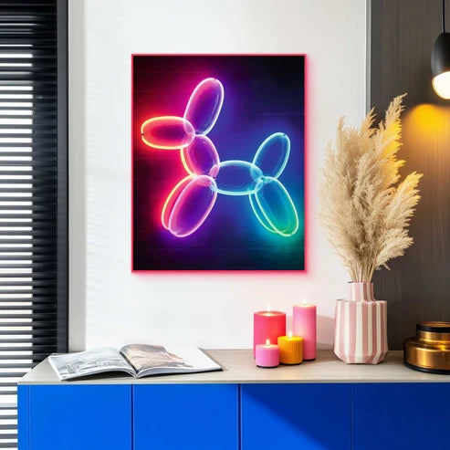 OrangeWallz neonski ukras „Pas“ u ružičastoj boji – uramljena LED dekoracija, 40 × 50 cm