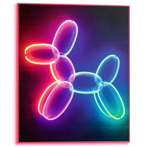 OrangeWallz neonski ukras „Pas“ u ružičastoj boji – uramljena LED dekoracija, 40 × 50 cm