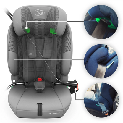 Kinderkraft COMFORT UP 2 PLUS i-Size – dječije autosjedalo 76–150 cm, sivo